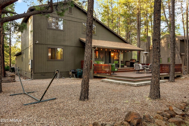 6523 Wild Cat Way, Pinetop, AZ 85935 - rear view of house with crawl space and a wooden deck