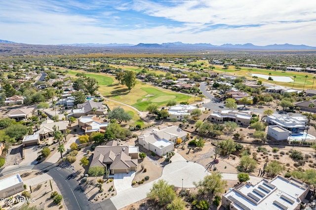 bird's eye view with a mountain view