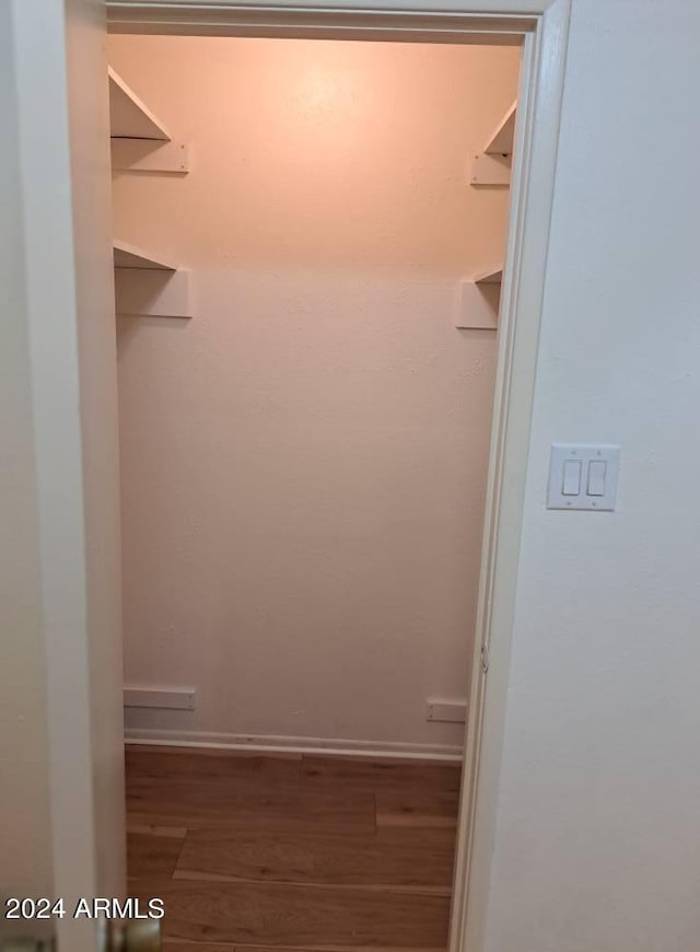walk in closet featuring wood finished floors
