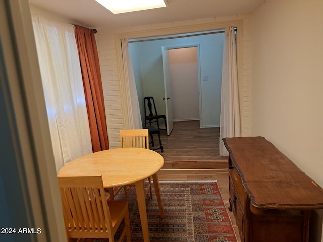 hallway with wood finished floors