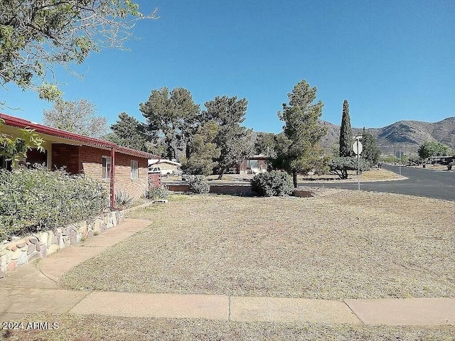 view of yard with a mountain view