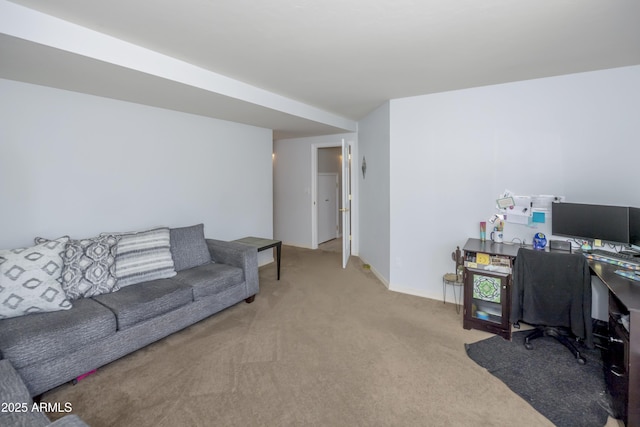 interior space with baseboards and carpet flooring