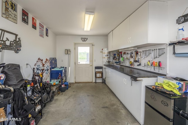 interior space with a workshop area