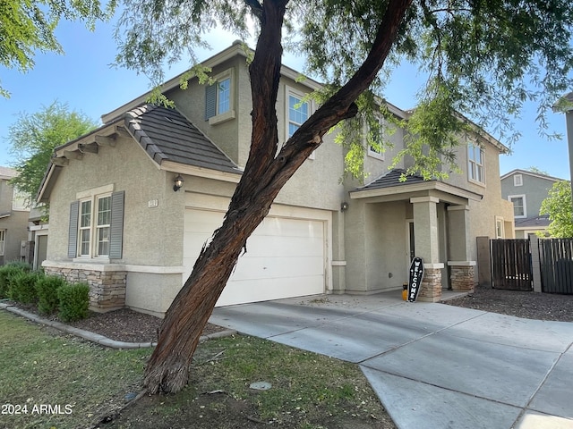 view of front of property featuring a garage