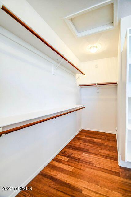 694 W Beechnut Dr, Chandler, AZ 85248 - walk in closet with attic access and wood finished floors