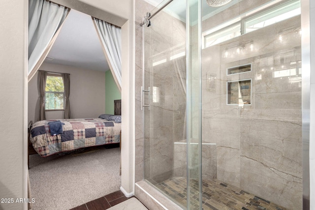 ensuite bathroom featuring a stall shower and ensuite bath