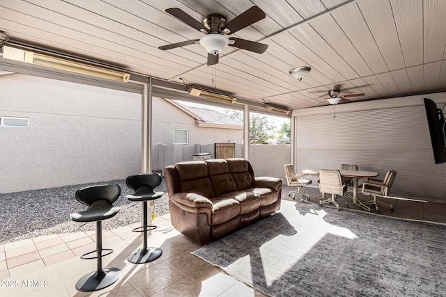 view of patio / terrace with an outdoor living space and ceiling fan