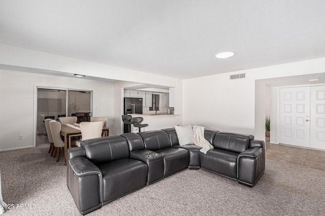 living room with carpet floors