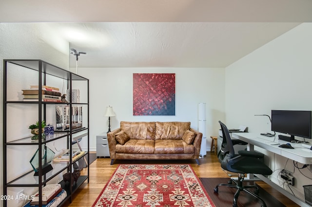 office area featuring hardwood / wood-style flooring