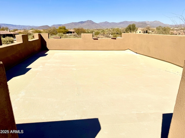 view of patio featuring a mountain view