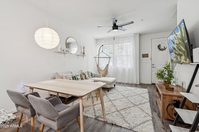 2313 E Hidalgo Ave, Phoenix, AZ 85040 - dining room with wood finished floors and a ceiling fan