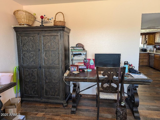 office space featuring dark wood finished floors