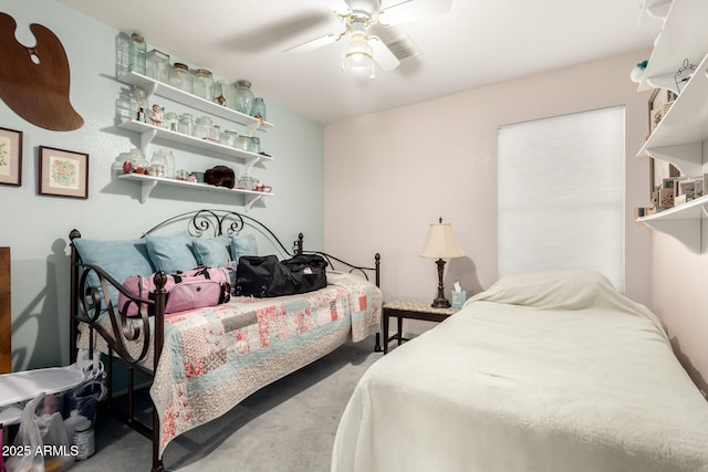 bedroom with carpet and ceiling fan