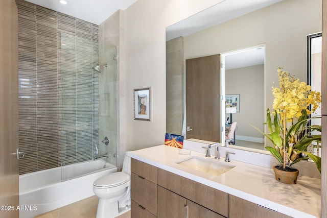 8145 E Tecolote Cir, Scottsdale, AZ 85266 - bathroom with toilet, tile patterned floors, bathtub / shower combination, and vanity