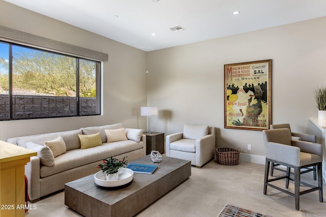 8145 E Tecolote Cir, Scottsdale, AZ 85266 - living room with recessed lighting, visible vents, and baseboards