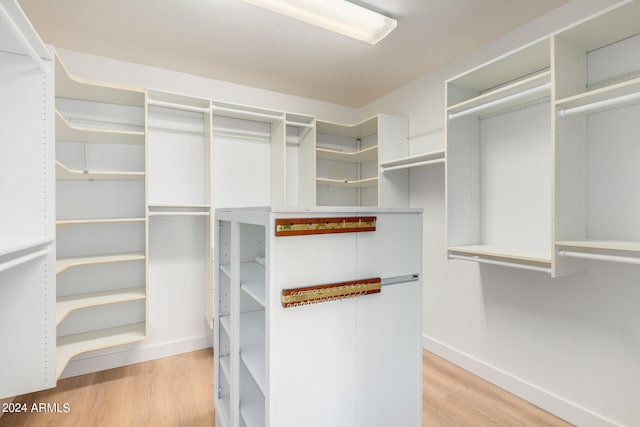 spacious closet featuring light wood-type flooring