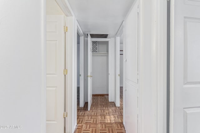 hall featuring light parquet floors