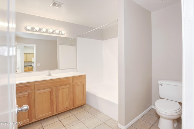 20100 N 78th Pl Unit 2105, Scottsdale, AZ 85255 - bathroom with toilet, bathtub / shower combination, visible vents, tile patterned flooring, and vanity