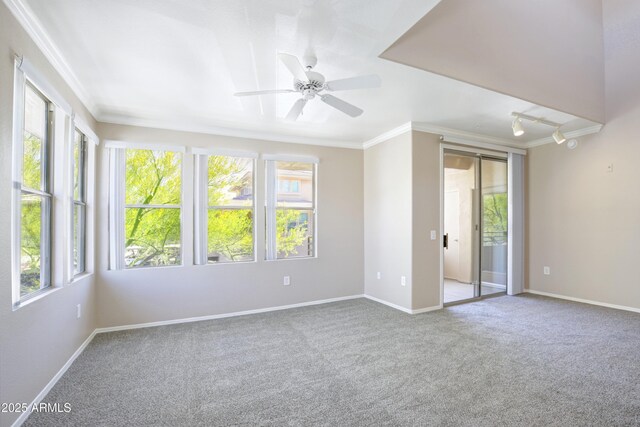 20100 N 78th Pl Unit 2105, Scottsdale, AZ 85255 - carpeted spare room with a ceiling fan, baseboards, and ornamental molding