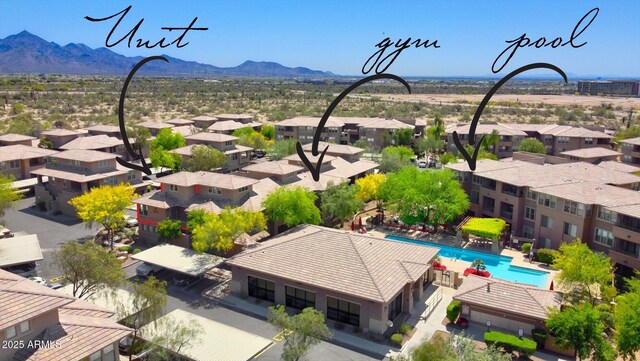 20100 N 78th Pl Unit 2105, Scottsdale, AZ 85255 - birds eye view of property with a mountain view and a residential view