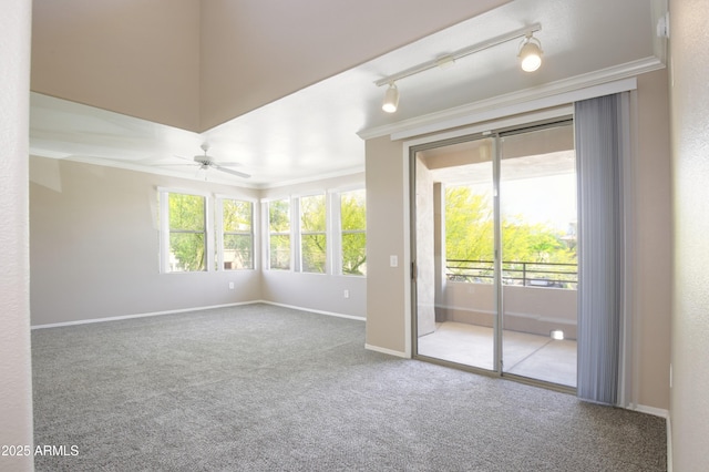 20100 N 78th Pl Unit 2105, Scottsdale, AZ 85255 - spare room featuring a ceiling fan, baseboards, carpet floors, and crown molding