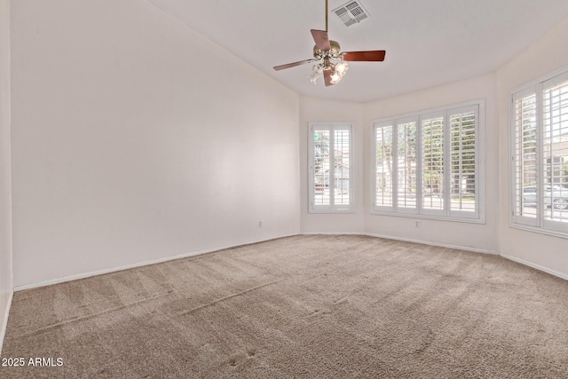 871 W Mesquite St, Gilbert, AZ 85233 - empty room featuring vaulted ceiling, carpet flooring, and a ceiling fan