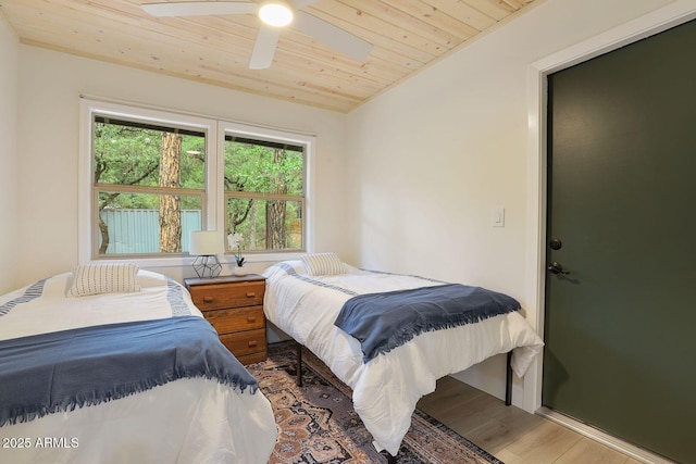 3674 N Navajo Dr, Pine, AZ 85544 - bedroom featuring wooden ceiling, wood finished floors, and a ceiling fan