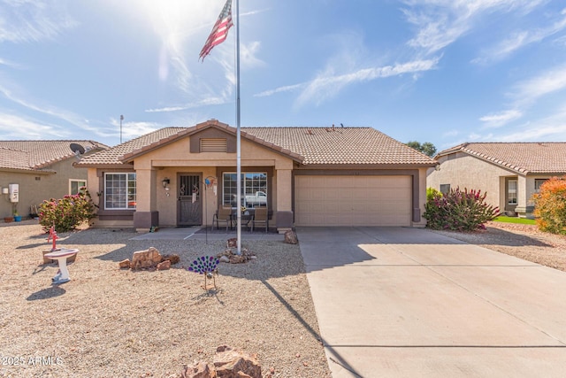 view of front of property featuring a garage