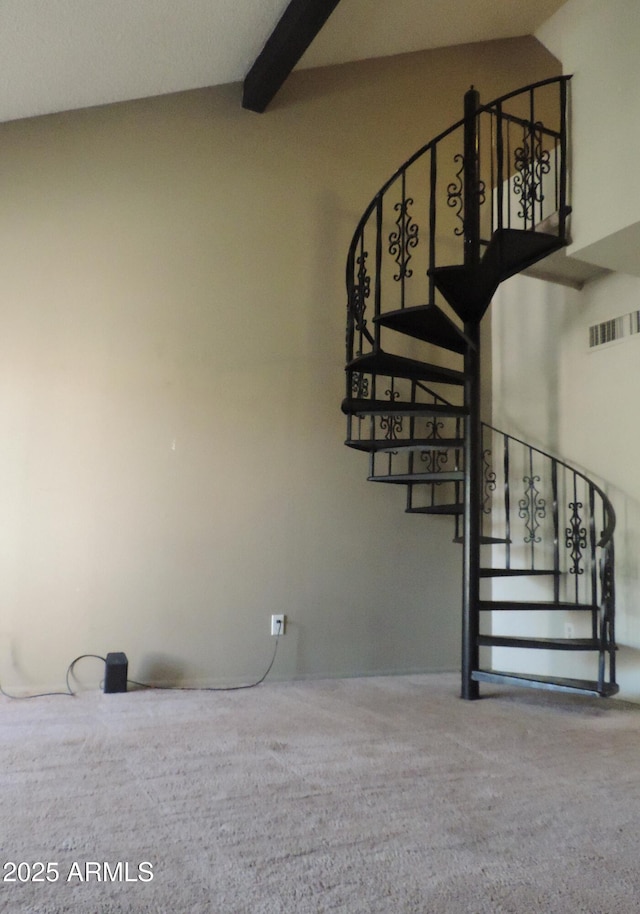 30 E Brown Rd Unit 2113, Mesa, AZ 85201 - stairway featuring carpet floors and beamed ceiling