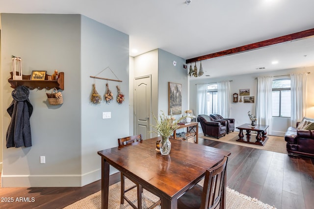2402 E 5th St Unit 1742, Tempe, AZ 85288 - dining space with hardwood / wood-style flooring and beamed ceiling