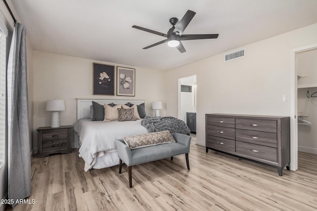 9265 E Kalil Dr, Scottsdale, AZ 85260 - bedroom with wood finished floors, a ceiling fan, and ensuite bathroom
