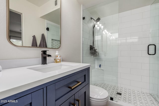 9265 E Kalil Dr, Scottsdale, AZ 85260 - bathroom featuring toilet, a stall shower, and vanity