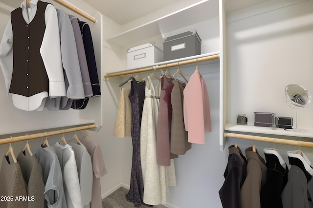 spacious closet with carpet floors