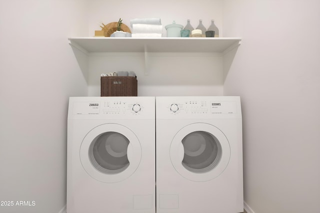 laundry area featuring washer and dryer