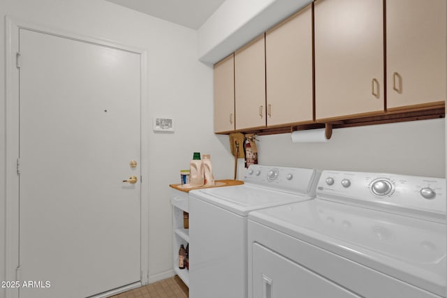 16002 E Gleneagle Dr, Fountain Hills, AZ 85268 - laundry room featuring washer and clothes dryer, cabinet space, and baseboards