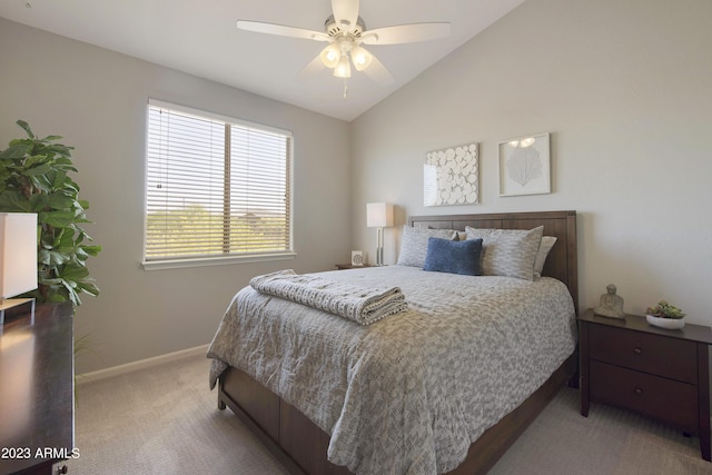 29771 N 67th St, Scottsdale, AZ 85266 - carpeted bedroom featuring baseboards, ceiling fan, and vaulted ceiling