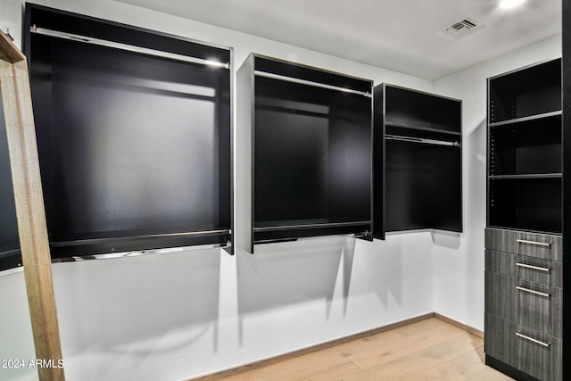 spacious closet featuring light wood-type flooring