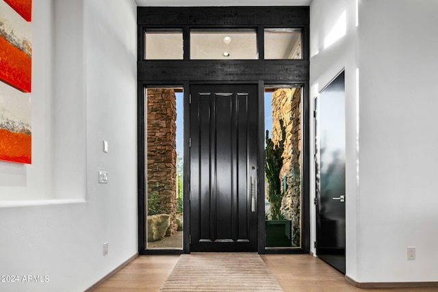 foyer with light hardwood / wood-style flooring