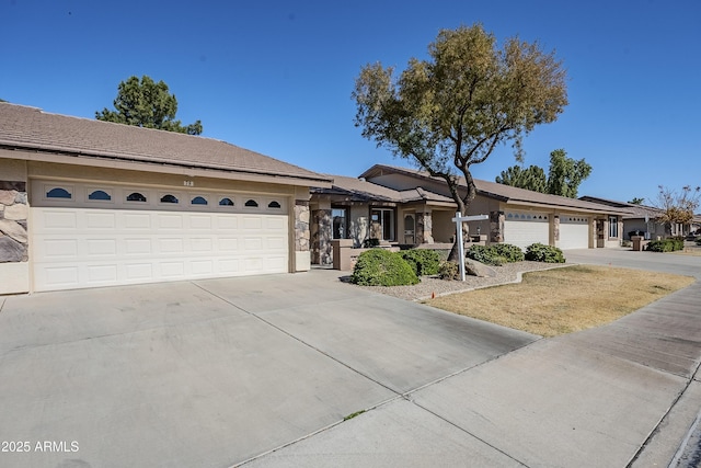 single story home with a garage