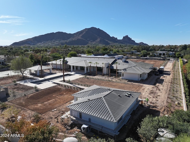 aerial view with a mountain view