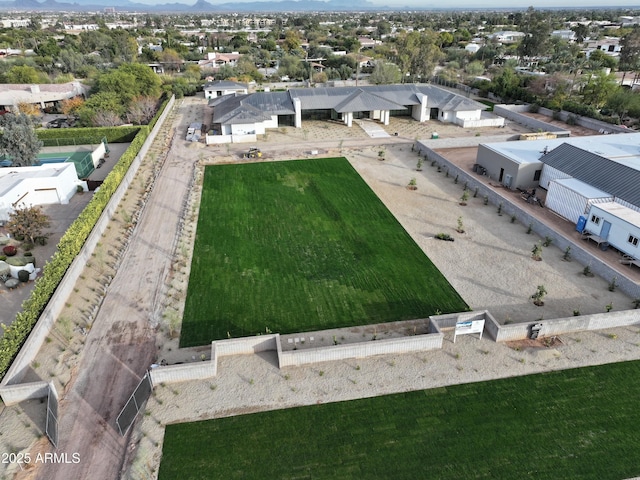 bird's eye view featuring a mountain view and a residential view