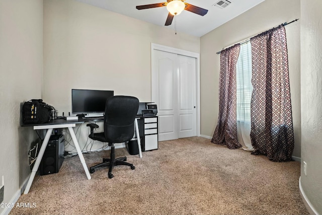 891 W Palo Brea Dr, Litchfield Park, AZ 85340 - office space with baseboards, visible vents, ceiling fan, and carpet floors