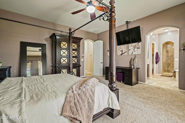 891 W Palo Brea Dr, Litchfield Park, AZ 85340 - bedroom with light colored carpet, baseboards, and arched walkways