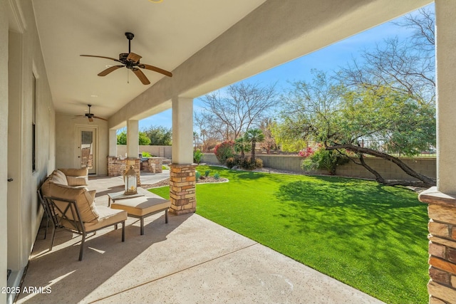 891 W Palo Brea Dr, Litchfield Park, AZ 85340 - view of patio / terrace featuring a ceiling fan and a fenced backyard