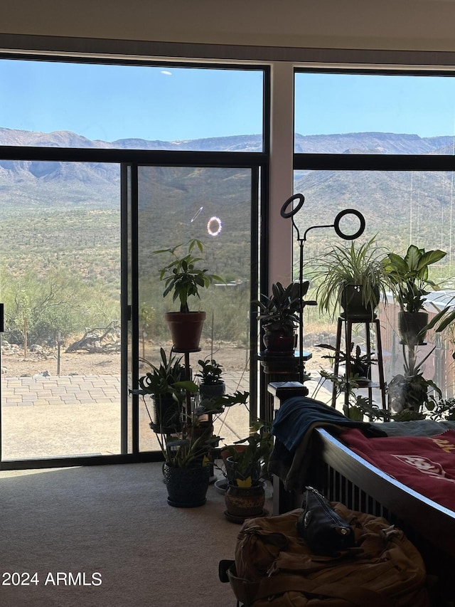 interior space featuring a mountain view