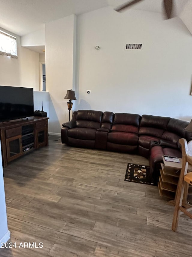 living room with wood-type flooring