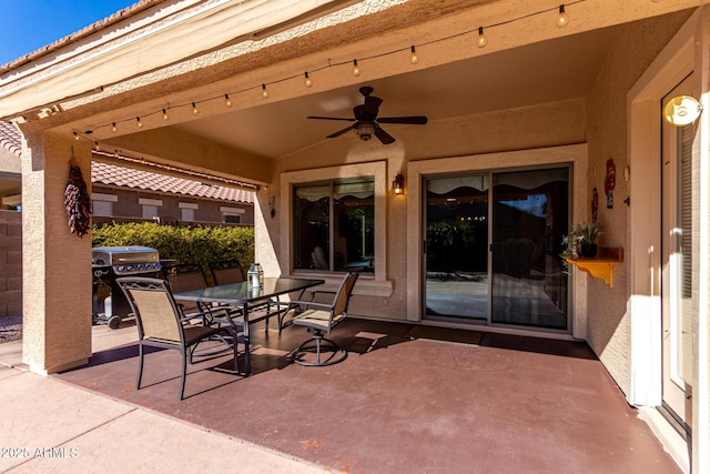 view of patio / terrace featuring ceiling fan and area for grilling