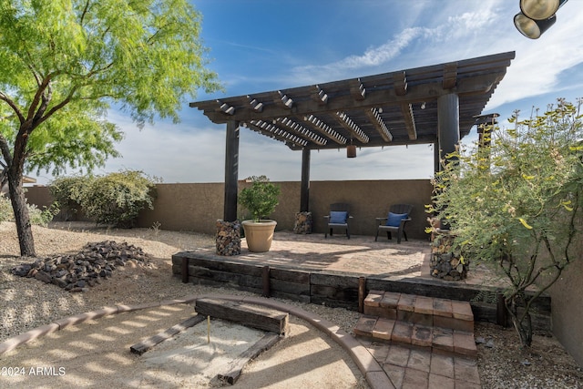 view of patio with a pergola