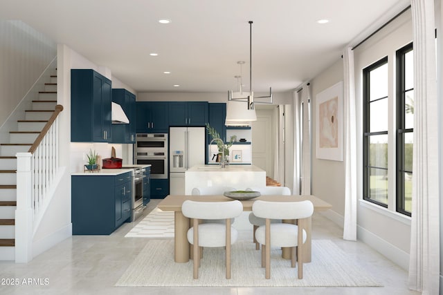 dining area featuring sink