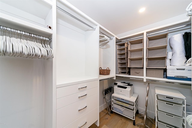 spacious closet with light wood-style flooring